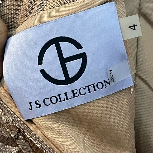 JS Collections Evalina Column Gown Boat Neck Mink Women's Size 4 NWT - Picture 12 of 12